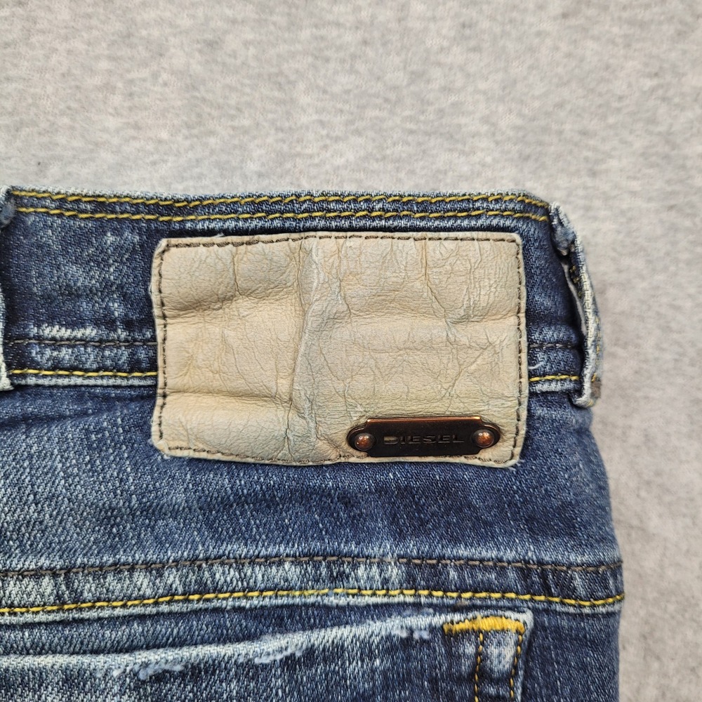 Diesel Soozy Jeans Womens 25 Blue Wash 008WR Stretch Straight Leg Distressed - Picture 10 of 11